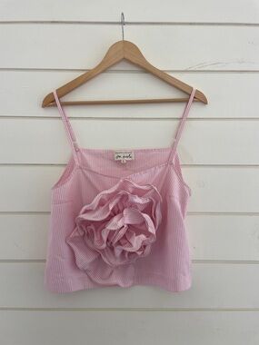 Free People Pink Striped Rosette Cami size L